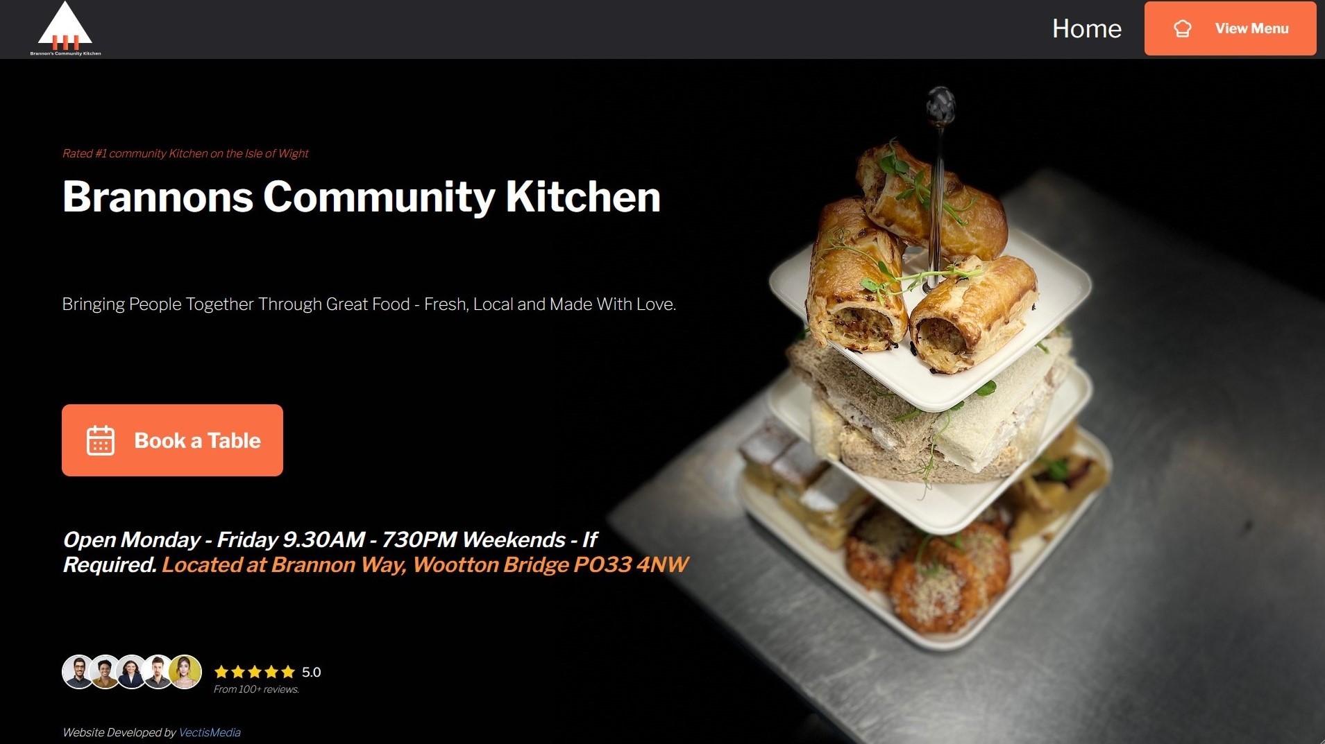 Website and online menu for local kitchen.