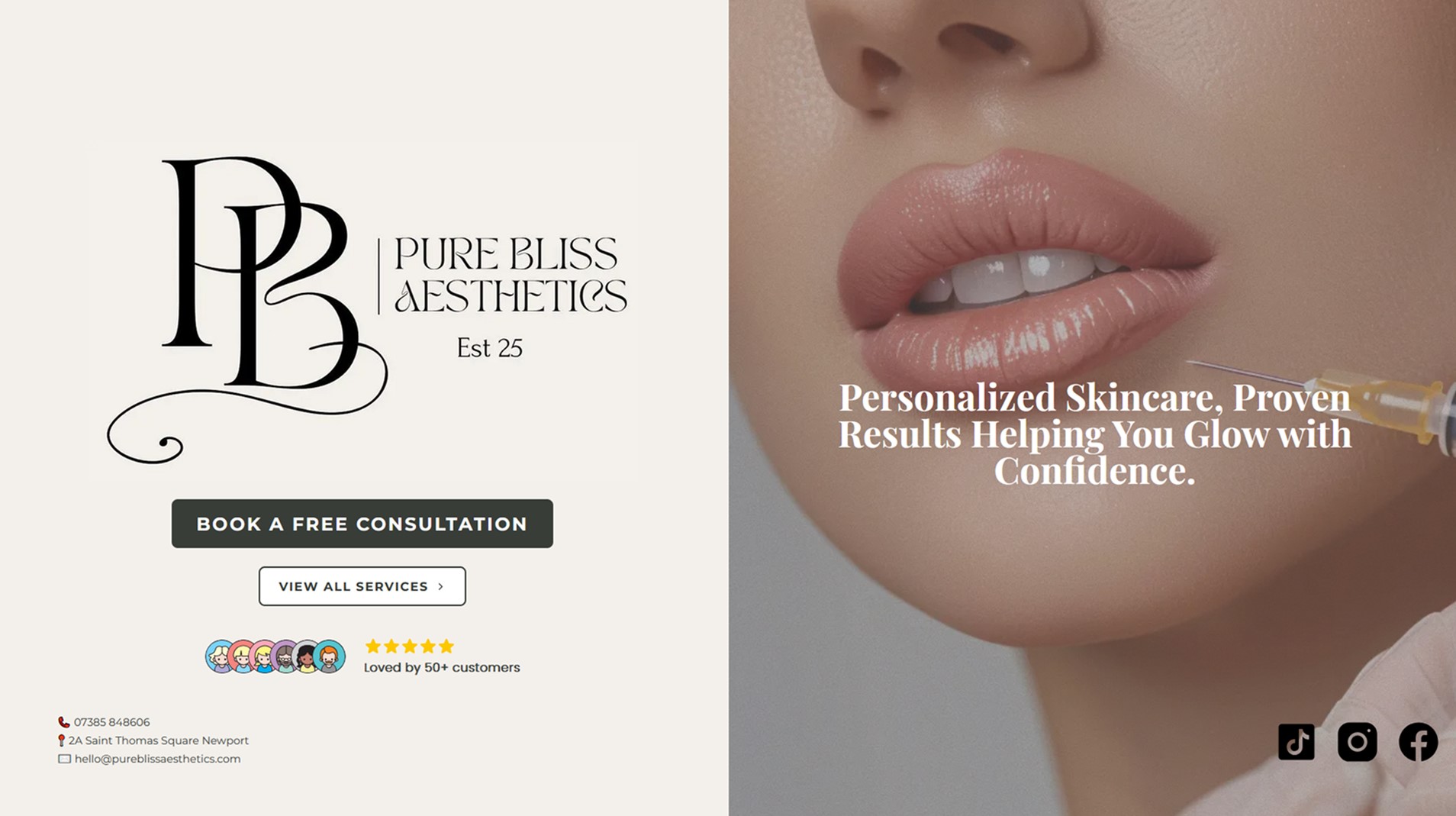 Stunning bespoke web design for a local beauty aesthetic brand.