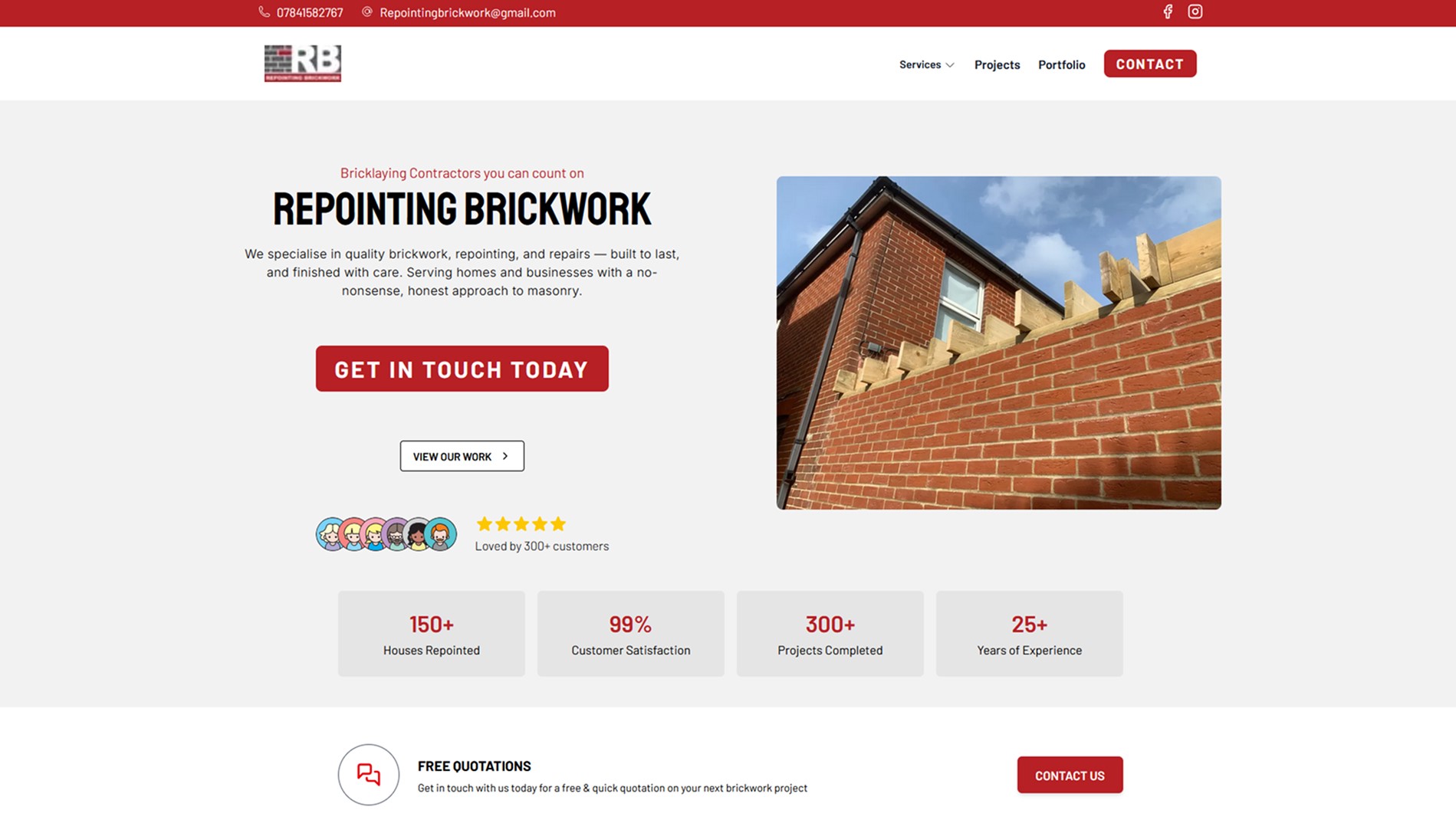 A local brickworker website with SEO in mind.